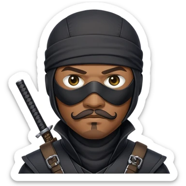 african-american ninja mercenary android with mustache and eye-patch sticker