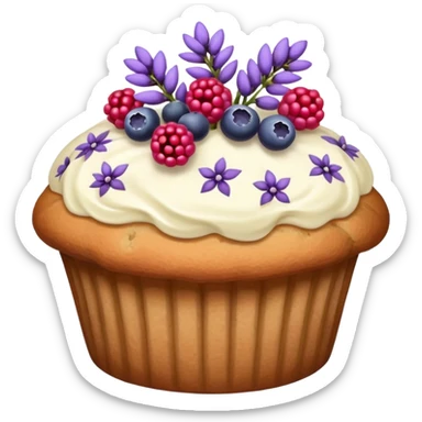 Lavender flower sprig muffin with berries sticker