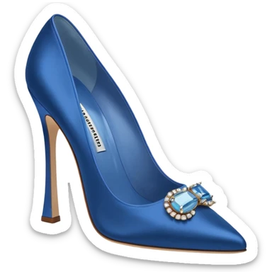 manolo blahink 90's satin pump with jewellry at front blue sticker