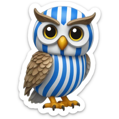 Sheffield Wednesday Owl wearing blue and white stripes sticker
