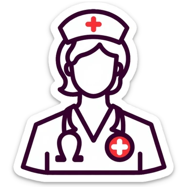 nurse icon with medical symbols sticker