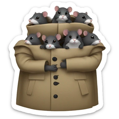 eight rats in a trench coat stacked on top of one another sticker