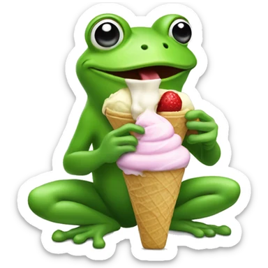 frog eating ice cream sticker