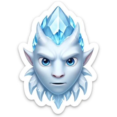 ice creature portrait, head and shoulders only, frozen crystal skin, glowing blue eyes, frost aura, sharp icy textures, fantasy winter vibe, 3D cartoon, mobile game icon style, clean background, no text, no watermark
 sticker