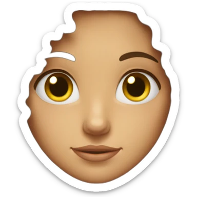 curly brunette girl with a puzzle sticker