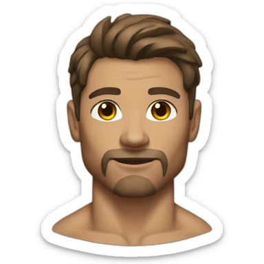 Bodybuilder brown hair without beard sticker