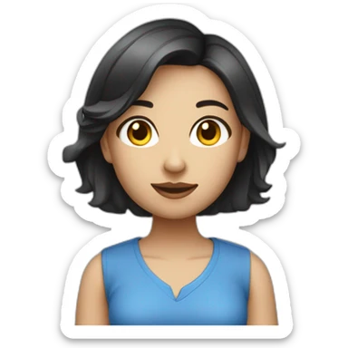 Beatiful architect girl with short dark hair and blu shirt sticker