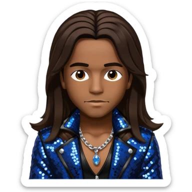 Spectacular from Pretty Ricky with long dark brown hair, black sequin outfit sticker