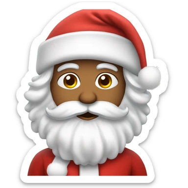 “An adorable Santa with a red suit, fluffy white beard, rosy cheeks, big eyes, and a red hat with a white pom-pom.” sticker