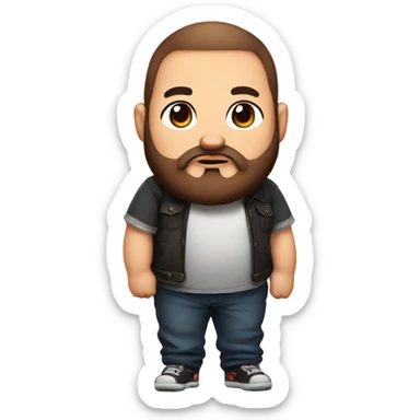 chibi chubby gamer dad w/ tattoo on his right arm and full brown beard sticker