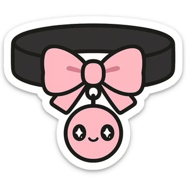 BLACKPINK-inspired gothic choker, no hearts, black and pink, cute and stylish, kawaii style sticker