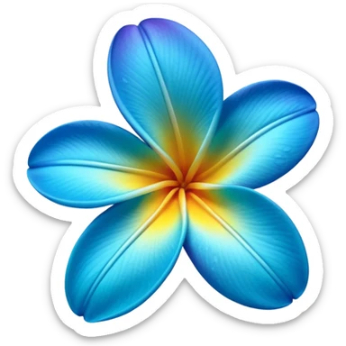 neon royal blue and cyan plumeria  sticker