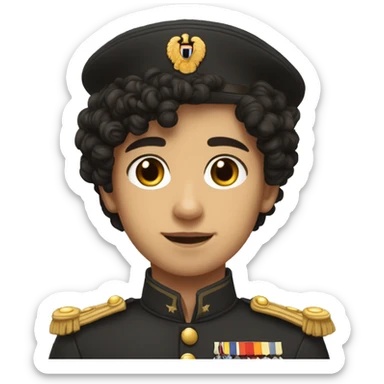 long hooked nose, primples, tan skin, curly black hair, teen boy, male, german military uniform sticker