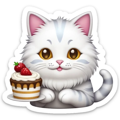iphone cat emoji holding cake sticker