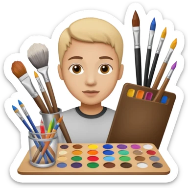person surrounded by creative tools sticker