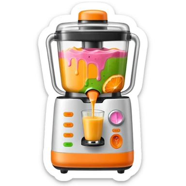 A SMOOTHIE MACHINE WITHOUT THE LID ON, THE SMOOTHIE SPLASHES OUT sticker