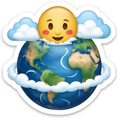 an emoji that circular like the emoji of earth but withh the representation of heaven/sky/aethenum sticker