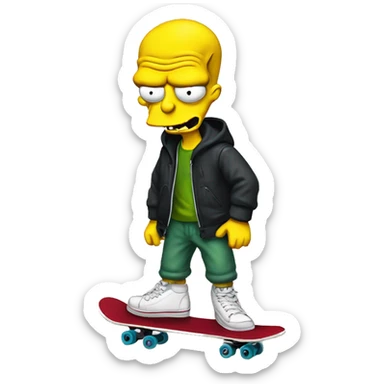 mr burns dressed as a skater, with a streetwear outfit sticker