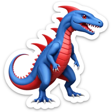 Salandit-Salamence-Garchomp-Fakémon-hybrid-creature (full body)  sticker
