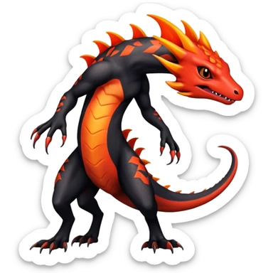 Colorful Dark Shiny Exotic Salandit-Guilmon-Quilava-Fakémon-hybrid-creature (full body)  sticker