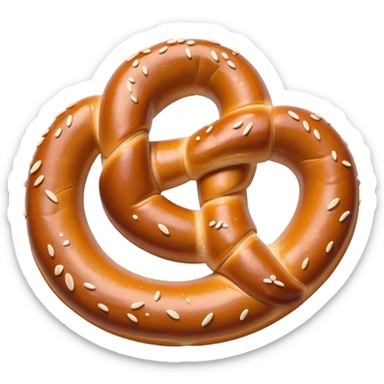 Pretzel Cinematic Realistic Pretzel Snack Emoji, depicted as a single, perfectly twisted pretzel with a glossy, salted crust, rendered with lifelike textures and warm, inviting lighting. sticker