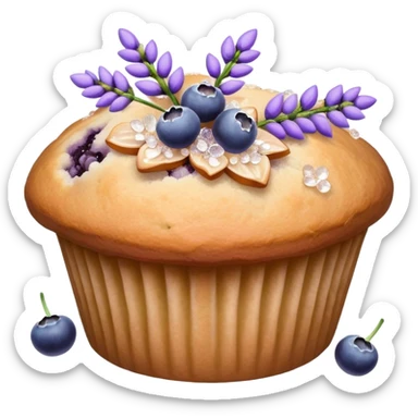 Lavender flower sprig muffin with berries and sugar crystals sticker