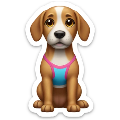 Dog wearing a bathing suit  sticker