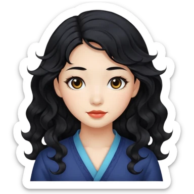 Beautiful girl,Black hair,wavy hair，long hair,Black eyes,Chinese sticker