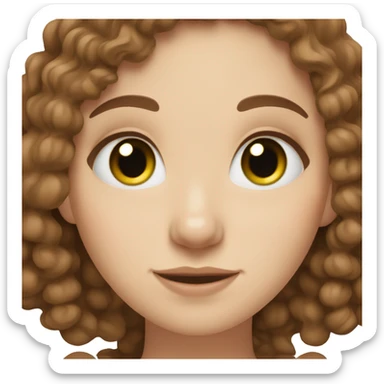 white girl with brown curly hair and a mole on her cheek with green eyes  sticker