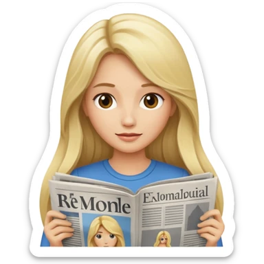 newspaper read blonde long haired woman sticker