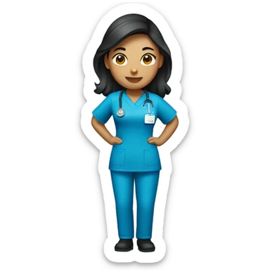 Female nurse with blue scrubs, Filipino of descent  sticker