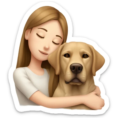 Dog labrador and girl whit bronw hair sleep sticker