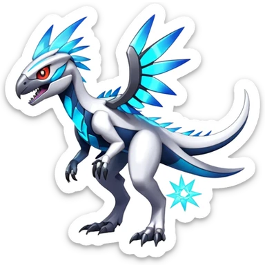 Shiny Futuristic Celestial Fakemon-Pokemon-Digimon-Spectrobes-Raptor-fusion, full body sticker