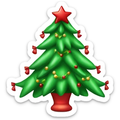 green christmas tree with red bows as ornamenta sticker