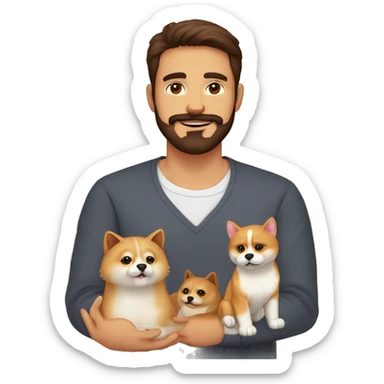 1 man spanish brown litle beard and 1 man darker from Colombia, 2 persian cats and 1 shiba inu dog sticker