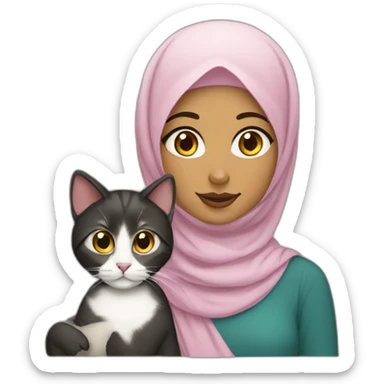 Hijabi girl with a cat sticker