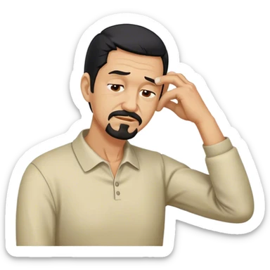Older Man with black hair and goatee holding neck bent over in pain sticker