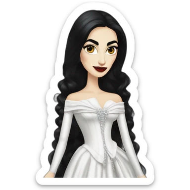 diamanda callas gothique jeune adulte avec une robe noire et blanche sticker