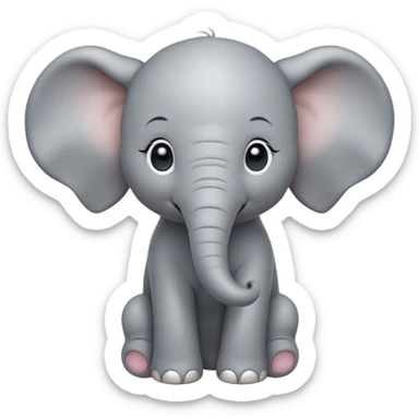 Cinematic Noble Baby Elephant Portrait Emoji, Poised and regal, with a tiny, endearing build and a soft, smooth gray hide, delicate floppy ears and a small, curious trunk, deep-set soulful eyes, Simplified yet sharp and sophisticated features, highly detailed, glowing with a gentle, dignified glow, high shine, intelligent and adorable, stylized with an air of miniature majesty, focused and attentive, soft glowing outline, capturing the essence of a watchful and confident little elephant, so majestic it feels as though it could toddle out of the screen with effortless authority! sticker