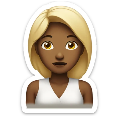 concerned woman looking to the side sticker