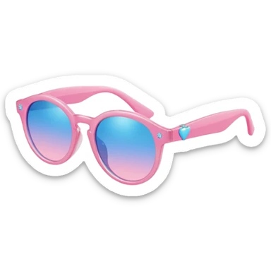 A colorful pair of shiny glossy smooth soft sparkly glittery sunny Pastel sunglasses (aesthetic, loose object, apparel), seen from the side, 3/4 angle sticker