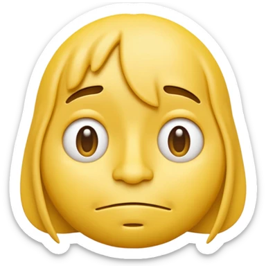 iOS-style 3D classic round yellow emoji face, half-closed droopy eyes, small uneven mouth, and slight head tilt, expressing sleepy and just-woke-up grogginess sticker