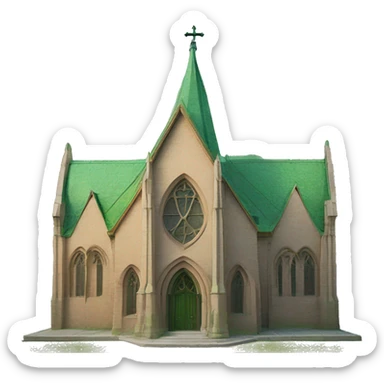 neogothic sandstone church with green copper roof sticker