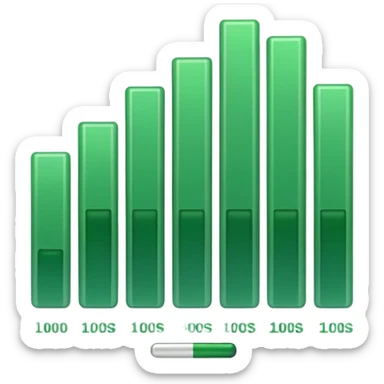 A green bar chart showing increasing bars, symbolizing rising profits. sticker