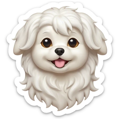 Cinematic Comical Wavy-Haired Maltese dog Portrait Emoji, Head tilted dramatically with an exaggeratedly amused or surprised expression, featuring a silky, wavy-haired white coat with a playful sheen, wide, expressive dark eyes filled with exaggerated disbelief, Simplified yet hilariously expressive features, highly detailed, glowing with a slightly sassy glow, high shine, dramatic yet playful, stylized with an air of cheeky charm, bright and endearing, soft glowing outline, capturing the essence of a spirited and over-the-top companion, so meme-worthy it feels like it could side-eye its way into internet fame instantly! sticker