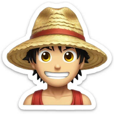 Luffy wearing a strawhat sticker