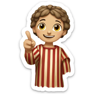 11th century european happy child with horizontal red stripes tunic making ok tumb gesture sticker