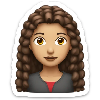 Jovencita de pelo largo y castaño oscuro con mechón rojo sticker