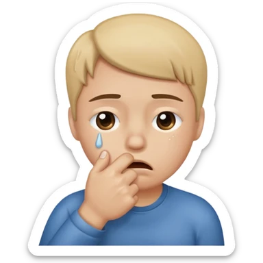 crying emoji with hand in fist over mouth sticker