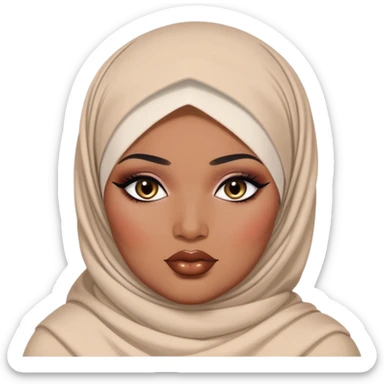 big plus size, medium deep skin, baddie,pretty, makeup, lipgloss, black eyeliner, loose hijab 
 sticker